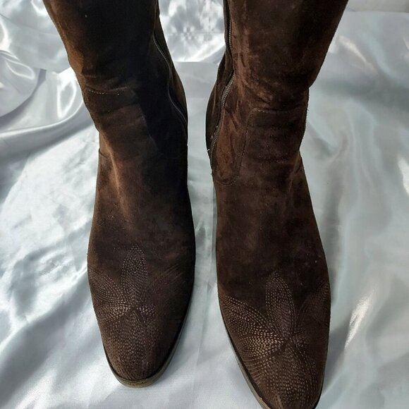 Prada Brown Suede Ankle Boots Women’s EU 38.5 Very Good Used Condition Designer - Picture 3 of 16